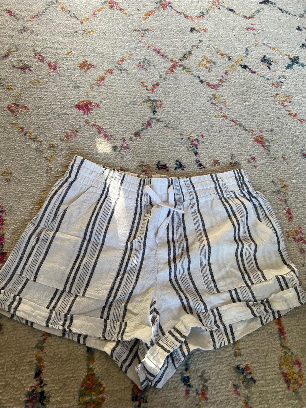Forever 21 White Shorts with Black Stripes